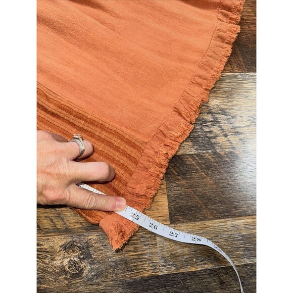 Umgee Size S Beige Frayed Hem Wide Leg Cropped Pull On Pants Linen Blend - Picture 5 of 6